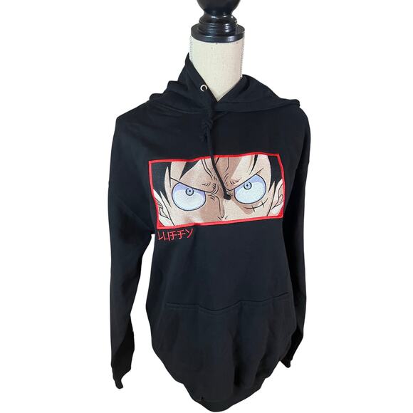 Monkey D Luffy One Piece Just Hoods AWDis Embriodered Anime Hoodie Black Sz Med - Picture 4 of 9